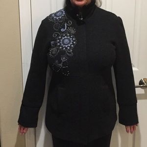 Stunning Grey Embroidered Icelandic Design Coat